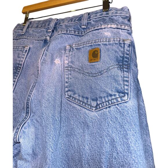 Carhartt Thrashed Flannel Lined Plaid Jean Pants 32x31 Warm Fall Utility Grunge - Picture 7 of 11